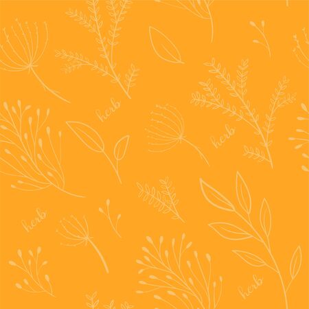 Vector herb pattern. Autumn fall illustration. Branches leaves. Fabric print.のイラスト素材