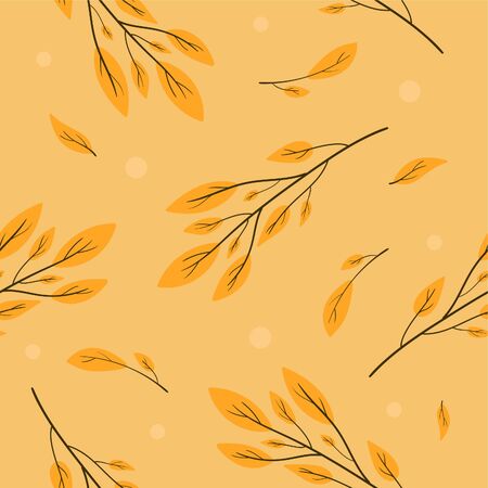 Vector herb pattern. Autumn fall illustration. Branches leaves. Fabric print.のイラスト素材