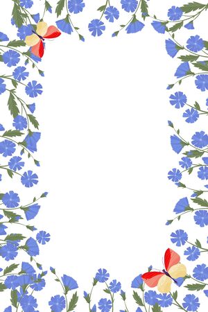 Spring greeting card chicory flowers. Vector layout decorative greeting card or invitation design background.のイラスト素材