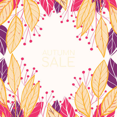 Beautiful colourful autumn leaves . Vector flat illustrationのイラスト素材