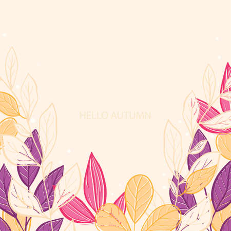 Beautiful colourful autumn leaves . Vector flat illustrationのイラスト素材