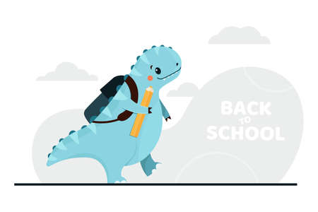 Back to School animal dinosaur. Vector illustration.のイラスト素材