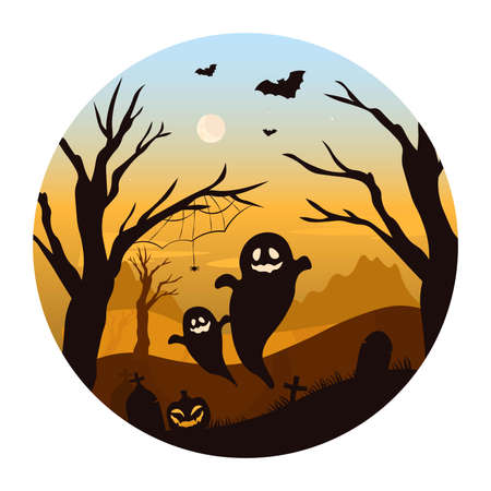 Creepy happy halloween party invitation background. Flat vector.のイラスト素材