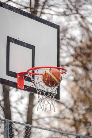 Basketball Hoop on the Playgroundの写真素材