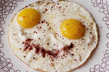 fried eggs with a smile.の写真素材