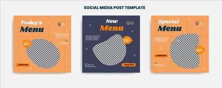 Food menu banner social media post. Editable social media templates for promotions on the Food menuのイラスト素材