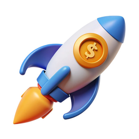 3D Cartoon Rocket with Dollar Sign