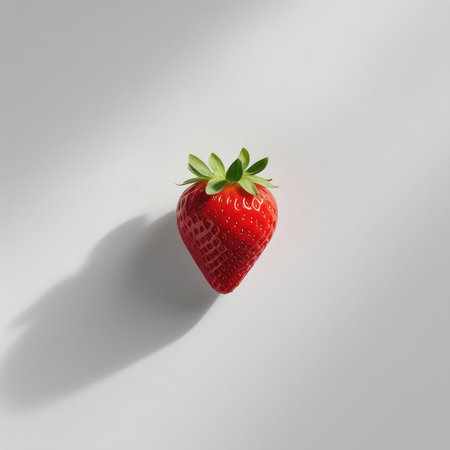 Strawberry with shadow on white background. 3D illustration.の写真素材