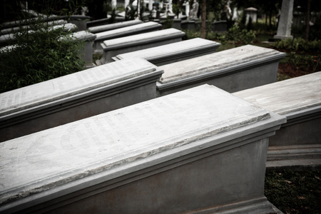 Tombstones in old cemetery Museum Prasastiのeditorial素材
