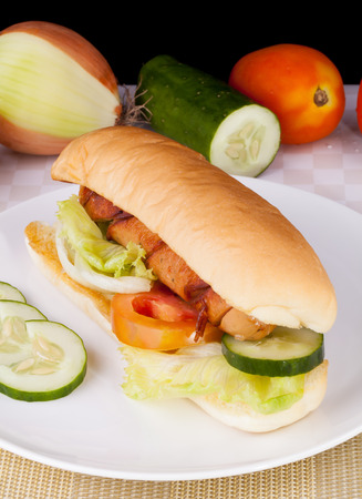 Delicious Homemade Hot Dogの写真素材