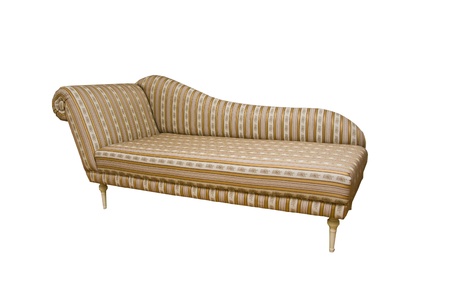 An old fashion sofa with stripes on white backgroundの写真素材