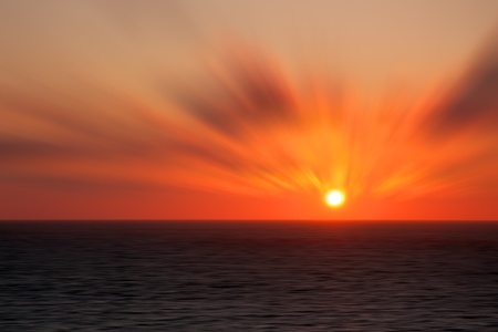 sunset at sea with a photo effectの写真素材