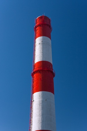 Red-white factory chimneyの写真素材