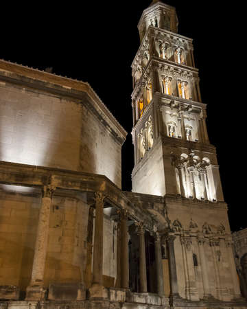 Tower of Cathedral of St  Domnius in the Old Town of Split, Croatiaの写真素材