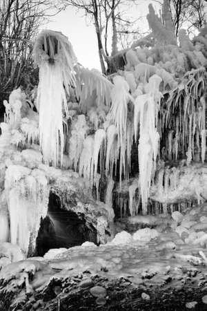 Tall hanging iciclesの写真素材