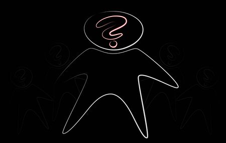 An illustration of an unknown person, thief or mystery man  Two smaller persons are at both sides drown with dark gray paint  total 5 people on the picture  の写真素材