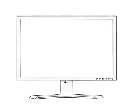 Illustration of widescreen flatscreen lcd monitor on white backgroundの写真素材