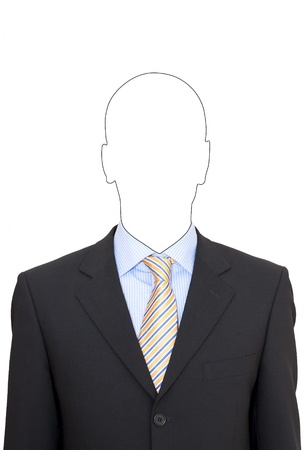 Faceless business man wearing black suit, blue shirt and yellow striped tie  の写真素材