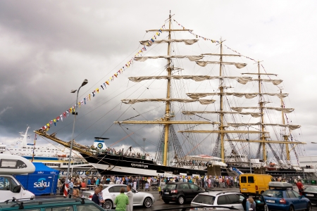 TALLINN, ESTONIA - JULY 2011 - The Kruzenshtern or Krusenstern ship at Tallinn Maritime Days. After 20 years Krusenstern returned to her former home port. The Kruzenshtern is a four masted barque and tall ship that was built in 1926. It is currently the sのeditorial素材