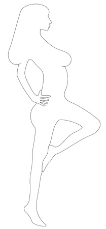 Illustration of a contours of a woman on white backgroundの写真素材
