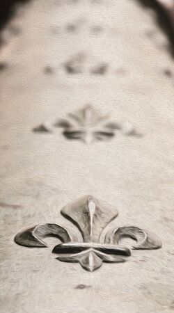 Abstract shapes on an old cannon pipeの写真素材