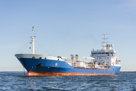 Chemical or gas tanker or anchored in seaの写真素材