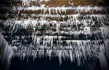White pikes made of water settle hang on a ceilingの写真素材