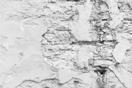 Closeup of a broken limestone wall