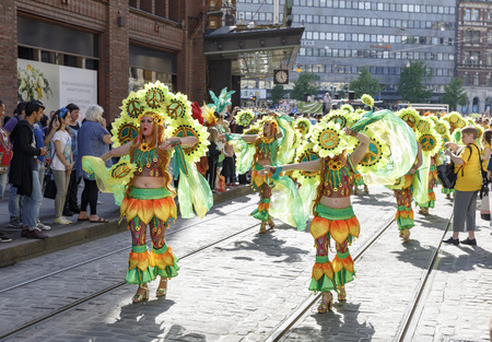 HELSINKI, FINLAND - JUNE 10, 2017: Helsinki Samba Carnaval celebration on the streets of Helsinki, Finland on June 10, 2017のeditorial素材