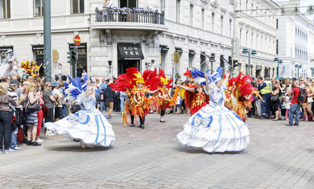 HELSINKI, FINLAND - JUNE 10, 2017: Helsinki Samba Carnaval celebration on the streets of Helsinki,...