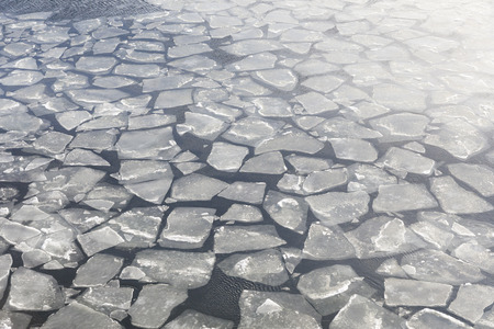 Ice sheets float in ice cold Baltic sea