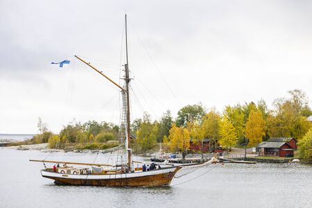 HELSINKI, FINLAND - OCTOBER 12, 2019: Finlandâs tall sailing ships entering the south harbour in Helsinki, Finland on October 12, 2019 when Traditional Sailing Day is being celebrated in the country.のeditorial素材