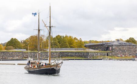 HELSINKI, FINLAND - OCTOBER 12, 2019: Finlandâs tall sailing ships entering the south harbour in Helsinki, Finland on October 12, 2019 when Traditional Sailing Day is being celebrated in the country.のeditorial素材