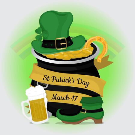 A beautiful flat design elements for st patricks day on transparent backgroundのイラスト素材