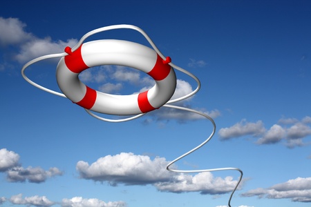 Lifebuoy ring flying to help 