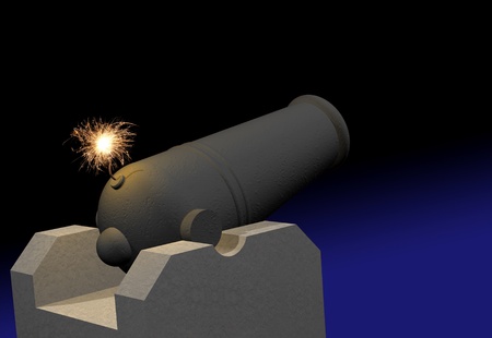 Cannon with burning fuseの写真素材