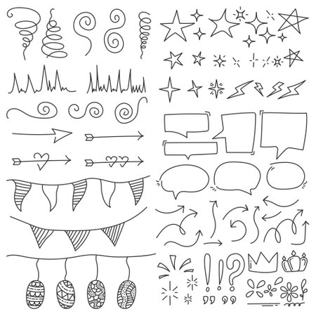 Set of hand drawn doodle elements for your design. Vector illustrationのイラスト素材