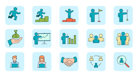 Flat line icons of business and finance. Vector illustration EPS 10のイラスト素材