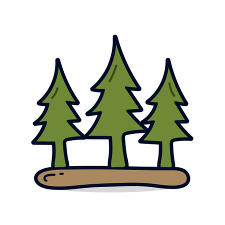 Pine tree doodle icon. Forest and nature theme. Isolated design. Vector illustrationのイラスト素材