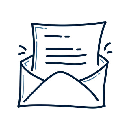 Envelope with letter line icon. Vector hand drawn illustration.のイラスト素材