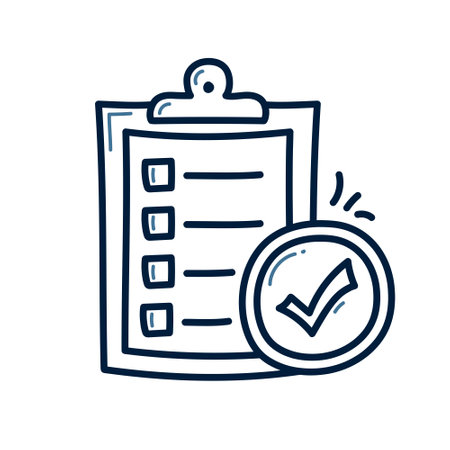 Checklist with check mark vector line icon, sign, symbol, illustrationのイラスト素材
