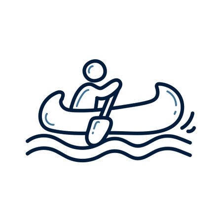 Man in a kayak vector line icon isolated on white background.のイラスト素材