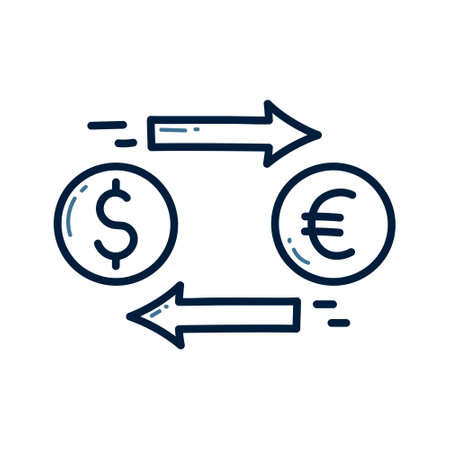 Currency exchange linear icon. Dollar, euro, pound. Vector illustrationのイラスト素材