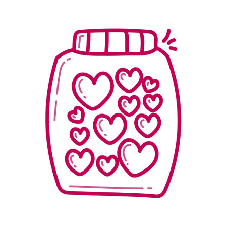 Cute hand drawn doodle jar with hearts. Vector illustration.のイラスト素材