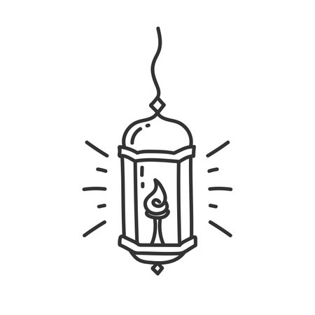 Lantern line icon. Ramadan kareem lanterns hanging decoration vector illustration line style icon.のイラスト素材