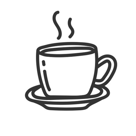 Coffee cup doodle icon . Tea vector illustration on white isolated background.のイラスト素材