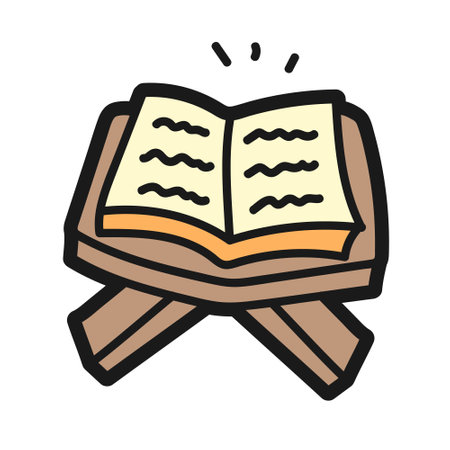 Hand drawn Quran, hadist icon in flat style, isolated on white backgroundのイラスト素材