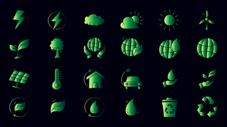 Set of ecology gradient icon designのイラスト素材