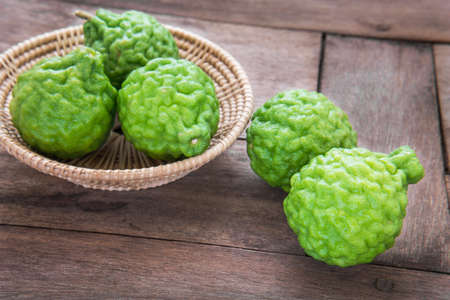 Bergamot fruit on wooden background
