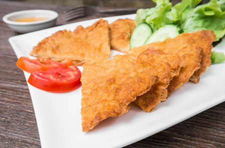 Crispy shrimp flat bread and vegetable, Thai food styleの写真素材